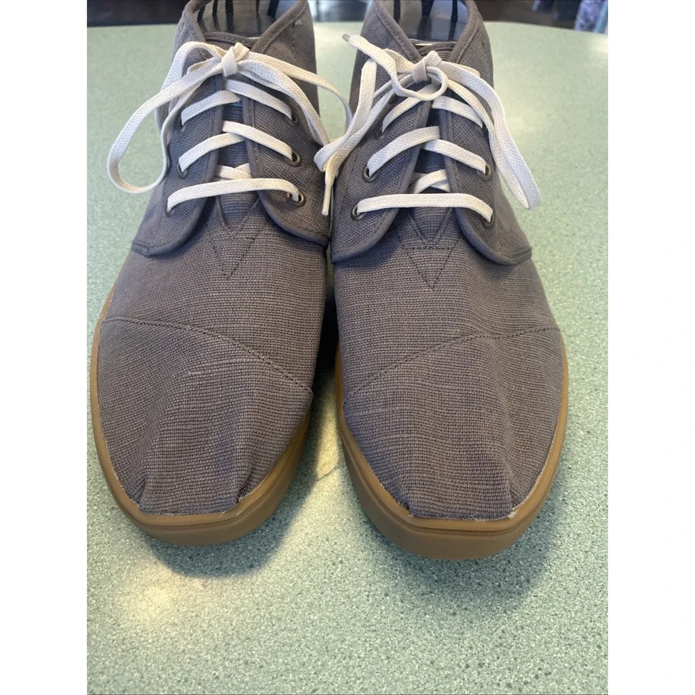 Toms Chukka Boots Shoes Men's 12‎ Bota Gray Canvas Lace Up High Tops Casual EUC